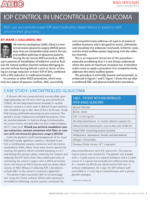 IOP Control in Uncontrolled Glaucoma