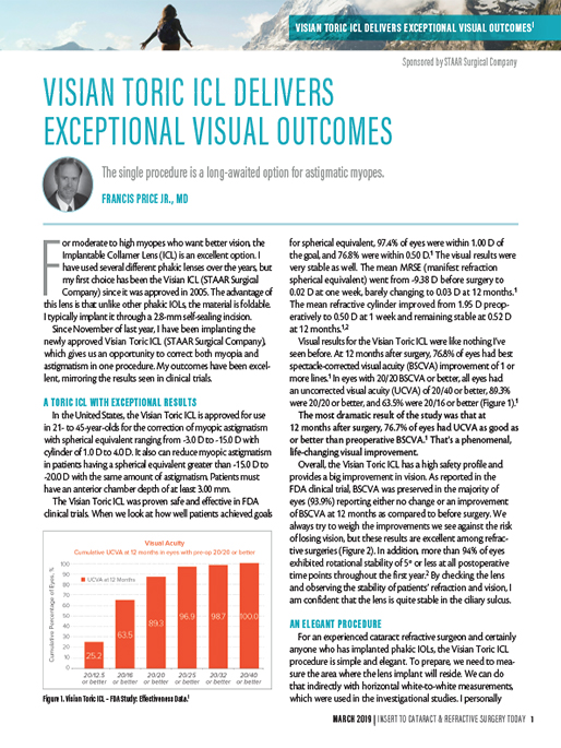 Visian Toric ICL Delivers Exceptional Visual Outcomes