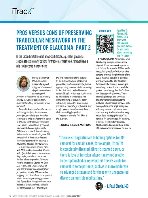 Pros Versus Cons of Preserving Trabecular Meshwork in the Treatment of Glaucoma: Part 2